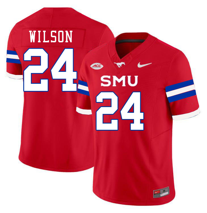 SMU Mustangs #24 Kobe Wilson Jersey College Football Uniforms-Red